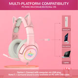 Onikuma K9 Black Cute Cat Ear Headphone with Mic Cute Gaming Headset with Mic and Noise Cancelling Headphone Gaming with Led Lig
